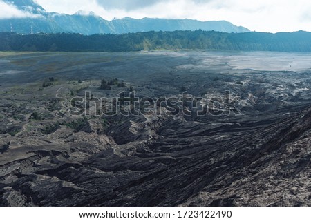 Photograph of rocks with volcanic rock on Java Island in Indonesia