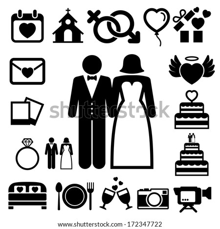 Wedding icons set. Illustration eps10
