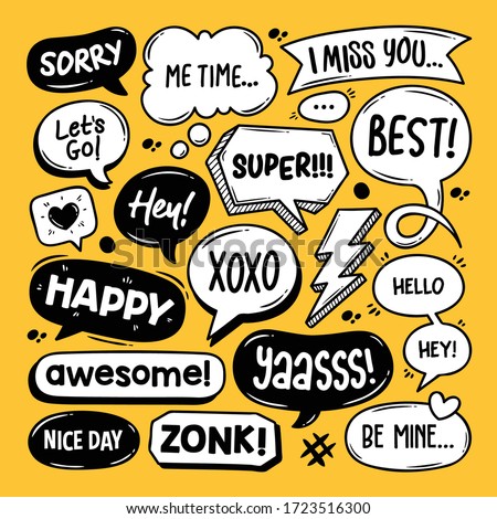 Speech Bubbles Hand Drawn Coloring Vector Royalty-Free Stock Photo #1723516300