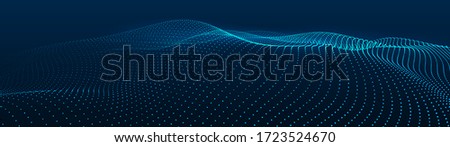 Abstract gradient dynamic wave of particles. Network of bright points or dots. Big data. Digital background. Vector Royalty-Free Stock Photo #1723524670