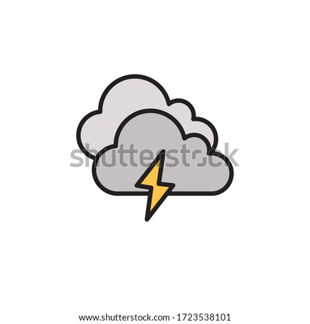 thunder cloud icon filled outline vector. isolated on white background