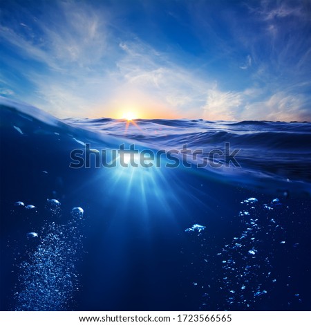 golden time of the sun and underwater