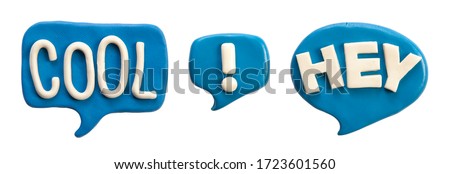 Clay putty, handmade plasticine emojis badge stickers set. Putty social media emoji pack. Royalty-Free Stock Photo #1723601560