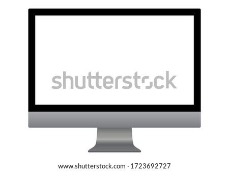 Modern computer in front, the concept of working at home online, teaching school children and students at home. Black isolated on a white background.