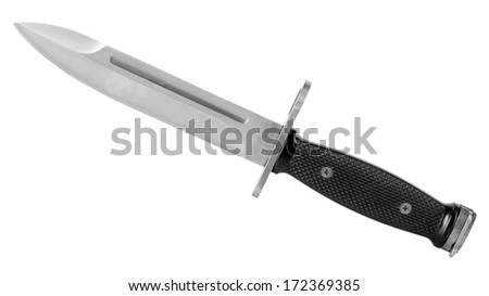 Bayonet dagger on white background Royalty-Free Stock Photo #172369385