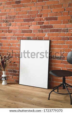 mock up poster or canvas, real loft interior arrangement photograph