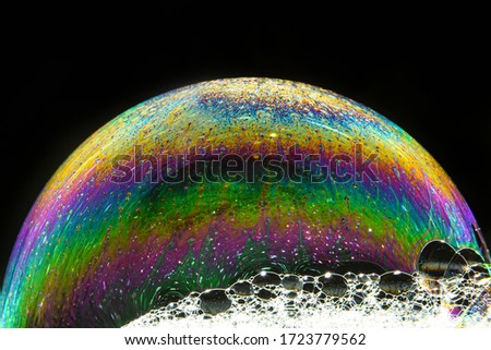 
Macro photo of soap bubbles.