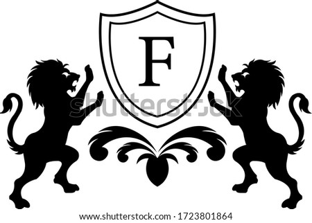 King lion Royalty F Letter crest black and white Logo template