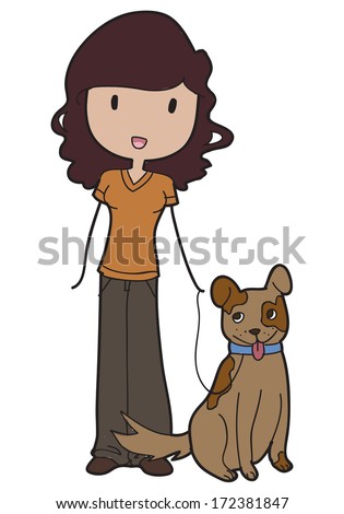 veterinarian assistant holding a dog vector