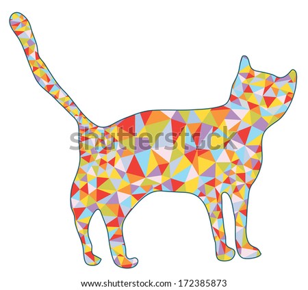 Cat silhoette with mosaic design illustration