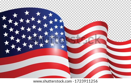 Vector Ilustration of American flag / USA flag. Waving flag.