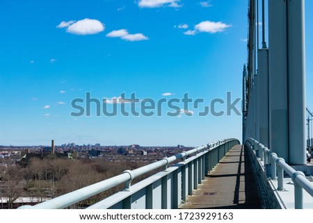 Empty Pedestrian Path on the Triborough Bridge of New York City leading to Astoria Queens