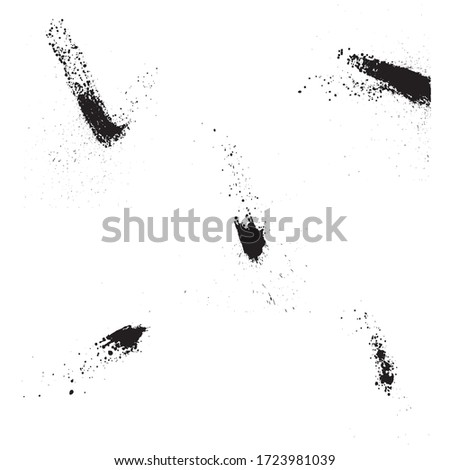 Black ink blots splash silhouettes isolated on white background