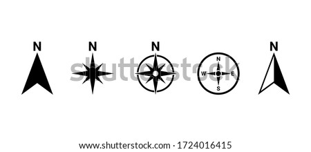 North symbol vector set, direction compass icon