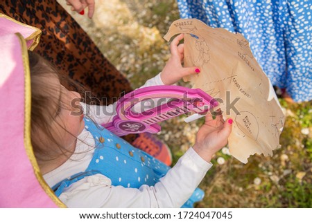 young girl on a pirate treasure hunt