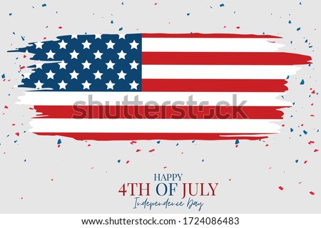 July 4th Independence day celebration banner. USA national holiday design concept with a flag. Vector illustration.