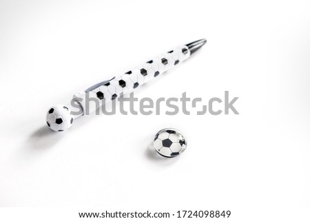 Football items on a white background. Football time. Fan of football.