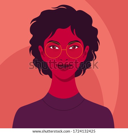 Portrait of a happy African woman. Diversity. Avatar. Nations and races. Vector flat illustration