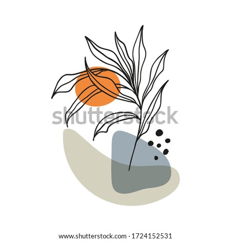 Abstract floral art vector leaves background Hand draw leaves and flower art background for social media cover case fabric interior decor