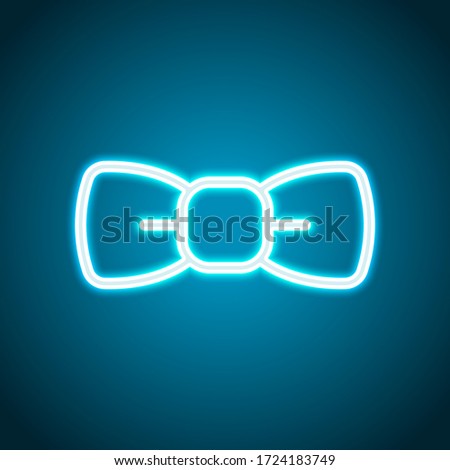 Bow tie, festive linear logo. Neon style. Light decoration icon. Bright electric symbol
