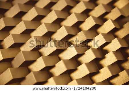 Trendy seamless shiny luxury gold pattern, made of folded paper. Geometrical structure background.