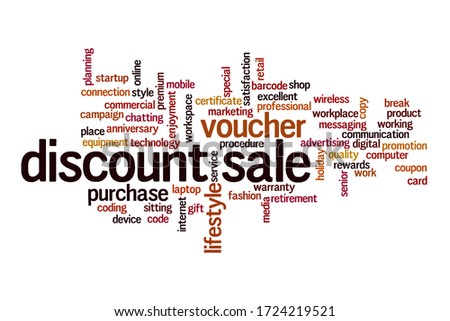 Discount sale word cloud concept on white background