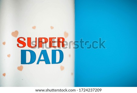 The mug that says "Super Dad". White mug on a white background. Mug. Dad's Day.