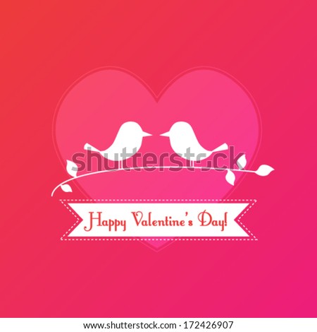 Vector Valentine card with cute birds illustration
