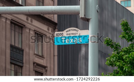 Texas street sign in downtown Houston, TX 