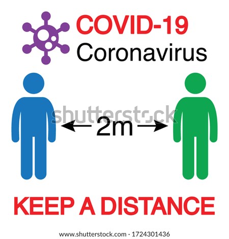 Social distancing tag, Banner sticker to keep a distance, Coronavirus, Covid-19, Vector Illustration.