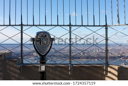 Coin operated binoculars on an observation deck