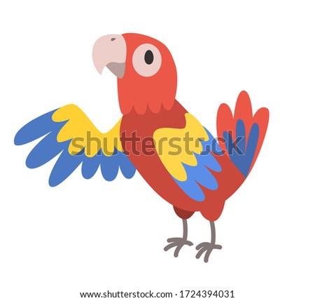 Macaw parrot vector. Cartoon Cute Parrot.Wonderful multi color parrot bird happy
