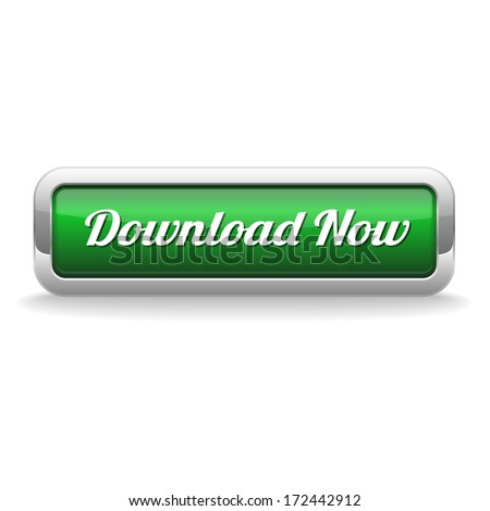 Green square download now button with metallic border