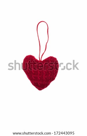 Red  valentines handmade heart on an isolated background