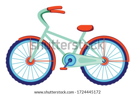 Colorful cartoon bicycle, simple design illustration on white background.