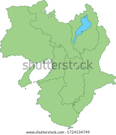 Map of kansai (color can be changed) Royalty-Free Stock Photo #1724534749