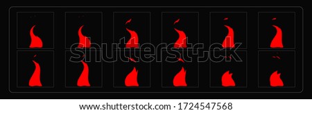 Fire animation effect. Cartoon Fire Explosion sprites sheet for torch, campfire, video games, cartoon or animation. Vector fire frame.