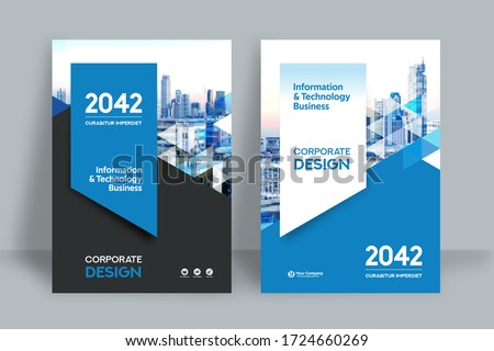 Corporate Book Cover Design Template in A4. Can be adapt to Brochure, Annual Report, Magazine,Poster, Business Presentation, Portfolio, Flyer, Banner, Website. Royalty-Free Stock Photo #1724660269