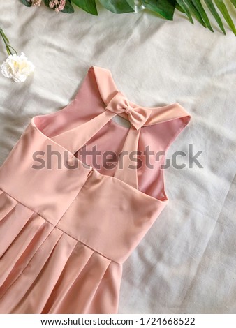 Pink back bow dress backless cute vintage clothing women fashion dress top view outfit of the day retro fashion bridesmaid party dress graduation dress girl styling fashion photo