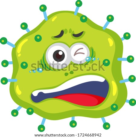 Single cell of virus with expression on the face illustration