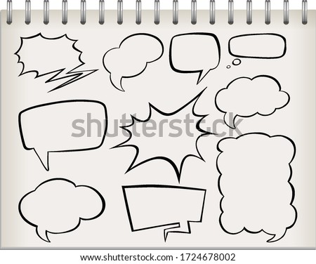 Note with set of speech bubble illustration
