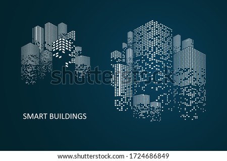 Smart building concept design for city illustration. Graphic concept for your design. Royalty-Free Stock Photo #1724686849