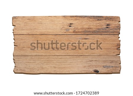 Brown wooden sign on a white background In the concept of the signpost and billboards with clipping path. Royalty-Free Stock Photo #1724702389