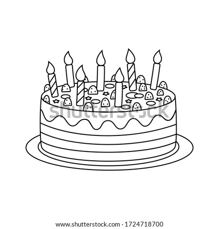 Celebratory cake with candles. Vector illustration. Royalty-Free Stock Photo #1724718700