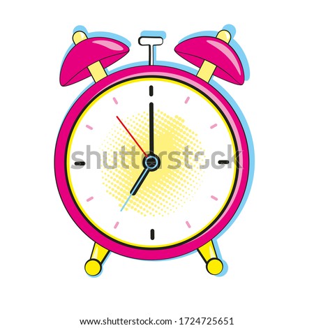 Alarm clock ringing at the morning. Comic pop art retro style vector illustration style