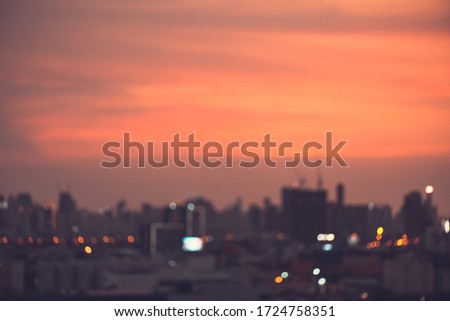 Blurred abstract background, golden light before sunset in the city
