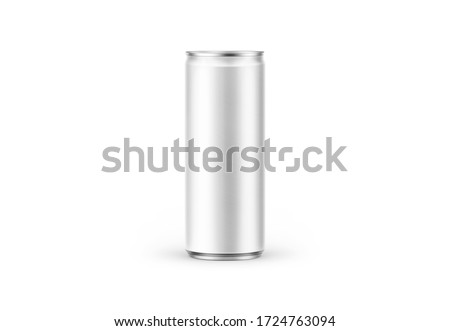 Aluminum slim can isolated on white background. Soda can mock up good use for design drink, beer, soda, juice, water or alcohol. Blank can template preview with clipping path. Royalty-Free Stock Photo #1724763094