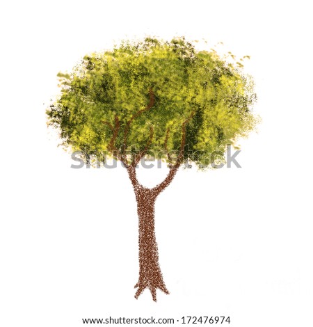 Isolated tree with green leafs