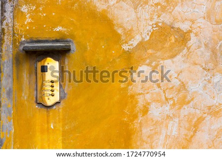 Doorbell button panel in Gianicolo Hill in Rome city of Italy in Europe