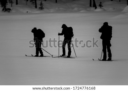 Ski expedition in Inari Lake, Lapland, Finland